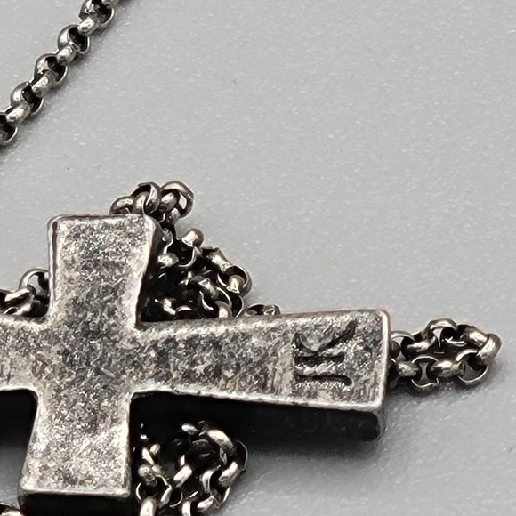 JK By Thirty One Metal Cross Pendant Rhinestone Round Link Chain Necklace 16 in - Picture 5 of 7
